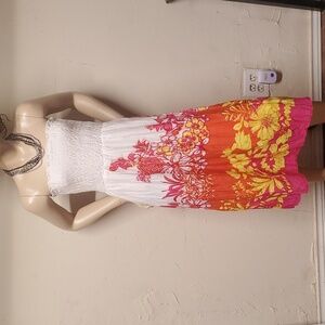 MIRROR IMAGES STRAPLESS BOHEMIAN COASTAL SUMMER DRESS SIZE M.